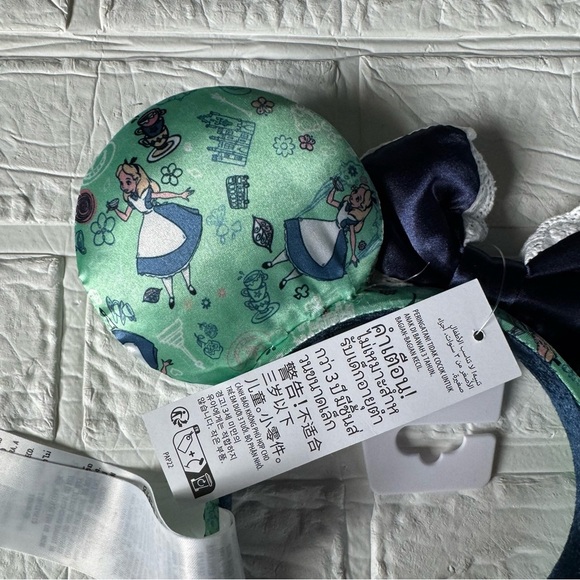 New Disney Parks Alice in Wonderland Minnie Ears, Blue and Green Headband